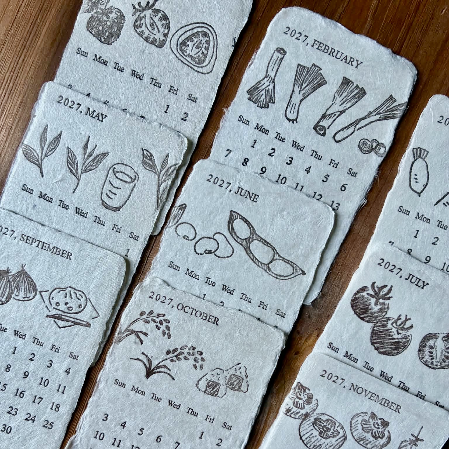 活版印刷 美濃和紙カレンダー2027 letterpress 数量限定 令和9年 | 